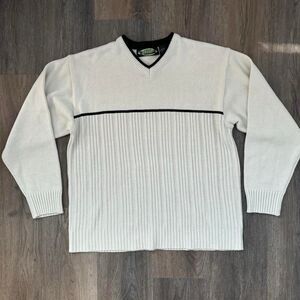 Vintage 90s Y2k Men's Sweater XL Cream Skater Punk Minimalism Emo Surfer Casual
